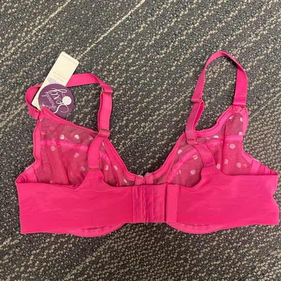 NWT Cacique Seriously Sexy Hot Pink Sheer Full Coverage Bra 38C - Picture 3 of 7